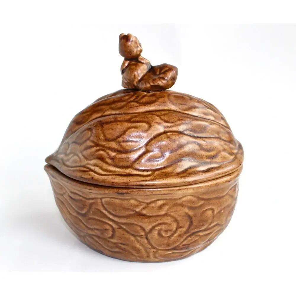 Covered Trinket Dish Catchall Cottagecore Boho Squirrel Artist Signed